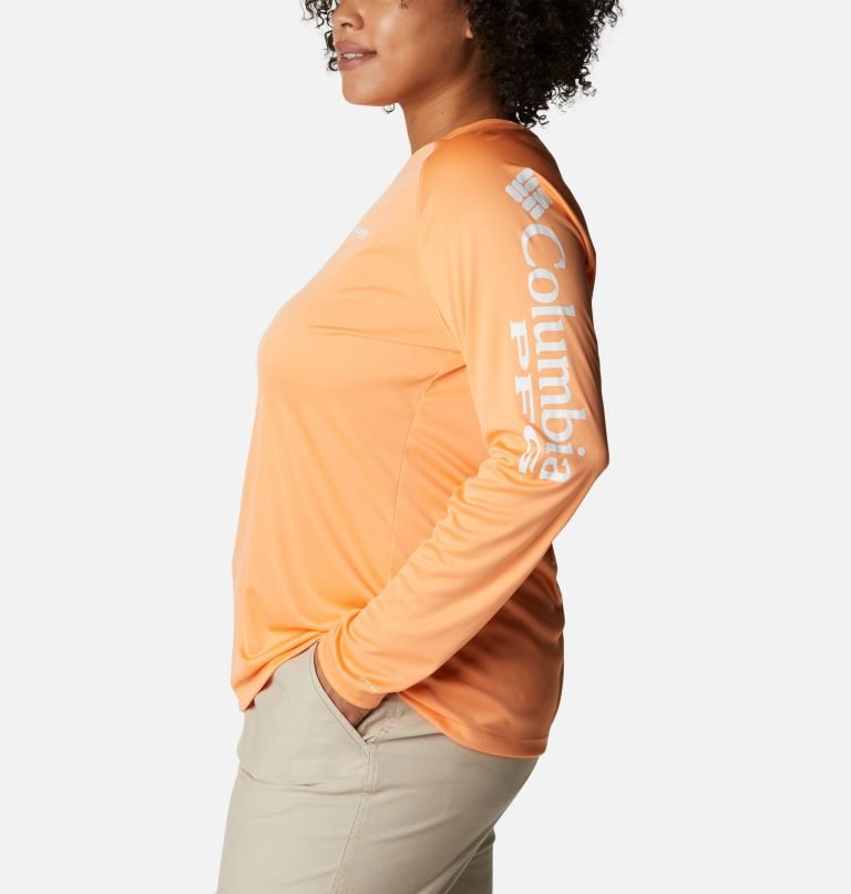 Women's Columbia PFG Tidal Tee II Long Sleeve Sweatshirts Orange | Plus Size CA-NA651